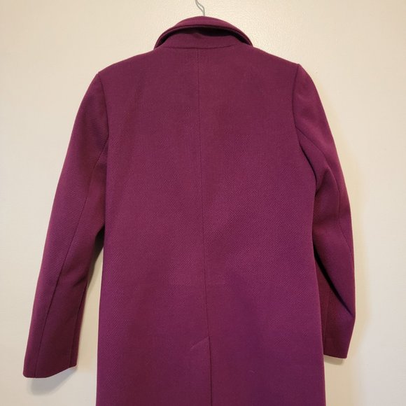 NWT BCBG NOTCH COLLAR SINGLE-BREASTED RIDING COAT in RASPBERRY - Picture 6 of 7